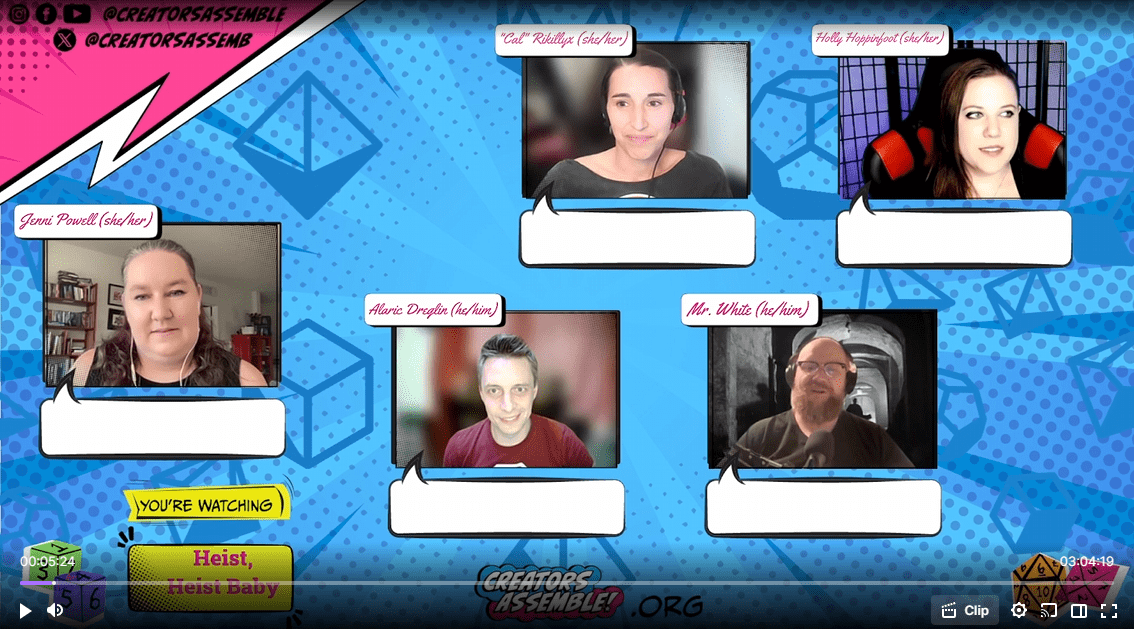 Team Cinevore playing a Dungeons & Dragons module in a stream for charity